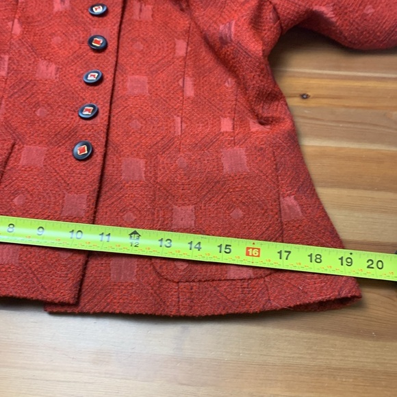Louis Feraud Vintage Wool Blend, Lined, Rusty Red Blazer and Skirt Set - Picture 13 of 17